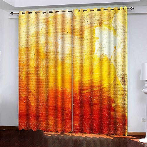 Jacrane Red Yellow Orange Abstract Art Window Curtain 52X63 Inch 2 Panels Living Room Curtains Abstract Pained Canvas Fall Window Curtains For Living Room #TOP1