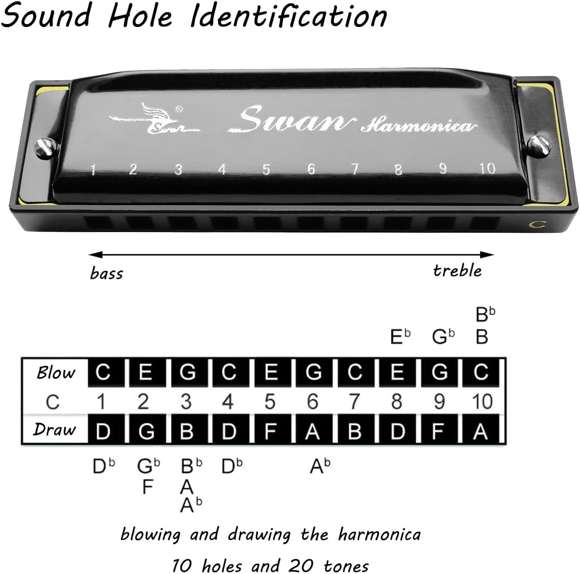 Harmonica Armonica Mouth Organ Blues Harmonica Key of C 10 Hole 20 Tone Polyphony Diatonic Harp with Case for Blues Folk Jazz Pop for Music Student Teacher Teaching Beginner Gift thumbnail