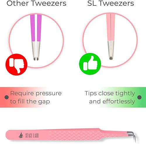 Miniatura 9 de Stacy Lash STL-4 Pinzas de extensión de pestañas aislantesSuministros para extensiones clásicas y pestañas individuales de visón falsoHerramienta