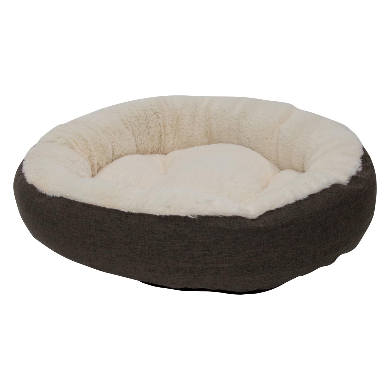 Panier pour chien et chat marron confortable grand couchage rond 65cm