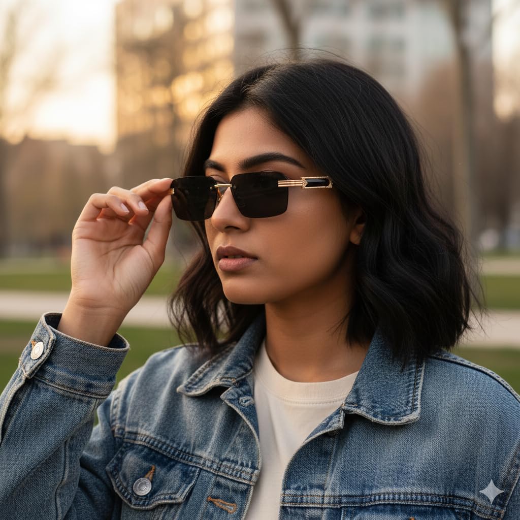 Buy Packard Trendy - Rectangular Rimless Sunglasses for Men and