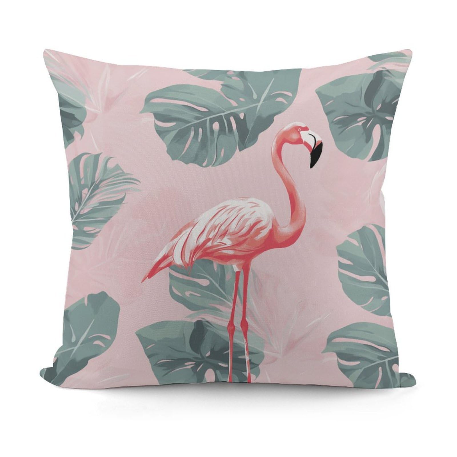 Adfgyerh Style Summer Flamingo Palm Leaves(1) Decorative Pillow Covers, Throw Pillow Covers Soft For All Seasons, Pillowcases For Couch Living Room Sofa Bedroom 18X18 Inch
