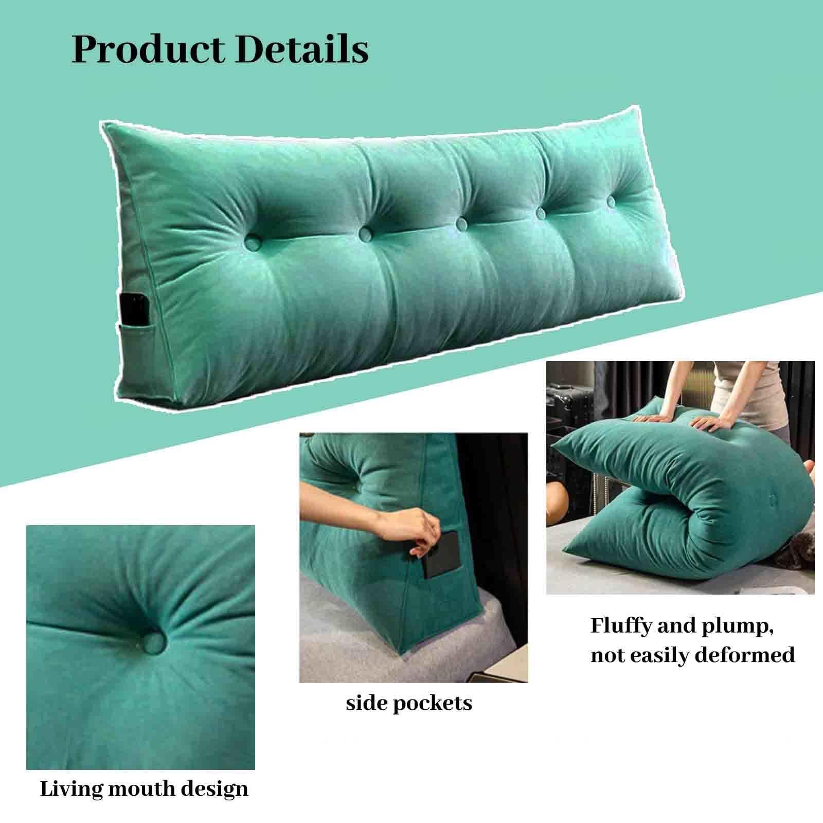 Coussin De Lecture Triangulaire Pour Lit Et Canapé - Soutien Dorsal Confortable Housse Amovible Rembourrée, Deep Sea Blue 100x50x20cm