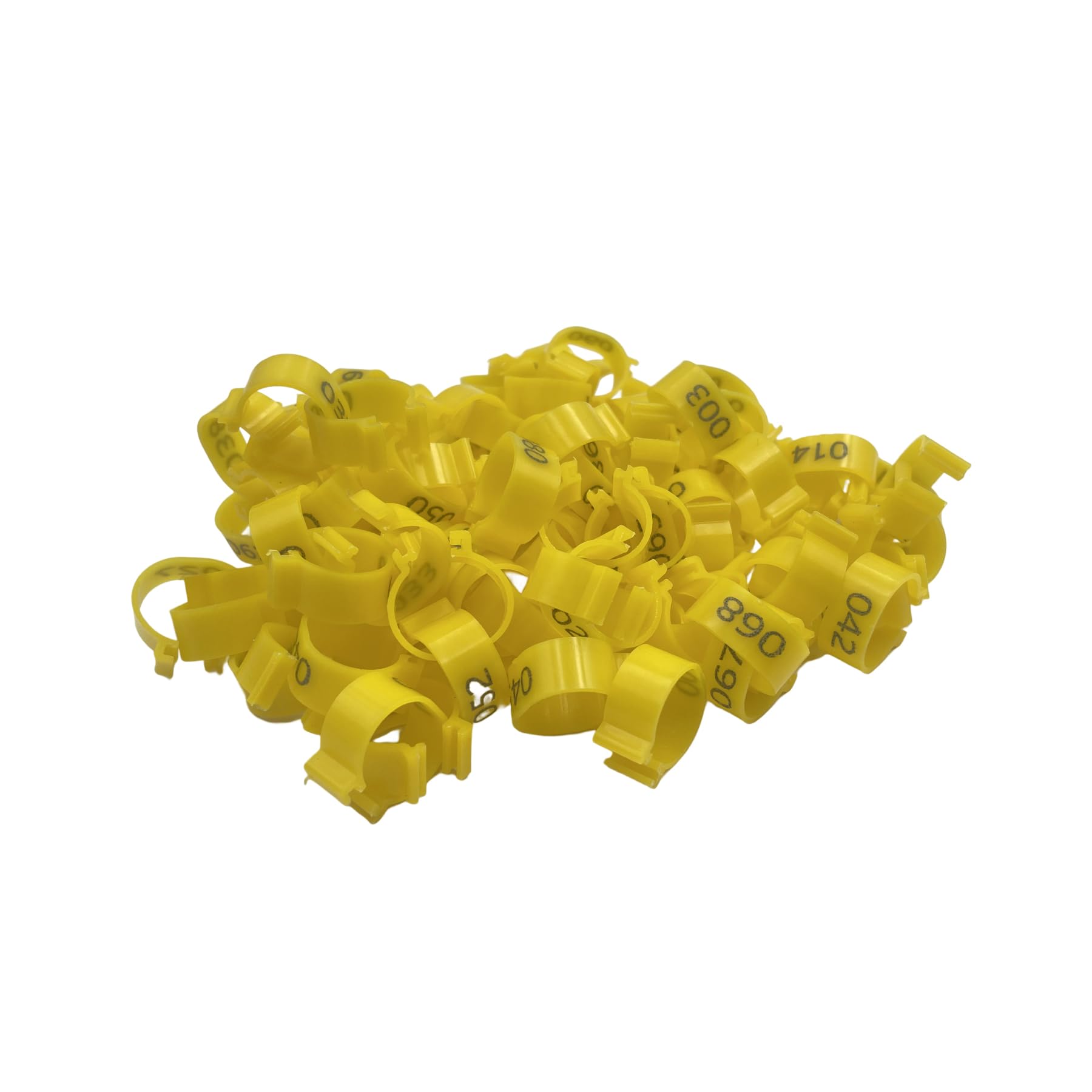 Poultry Leg Bands for Chickens, Ducks, Goose, Turkey, 100Pcs 16/20mm Identification Rings(Yellow,20mm)