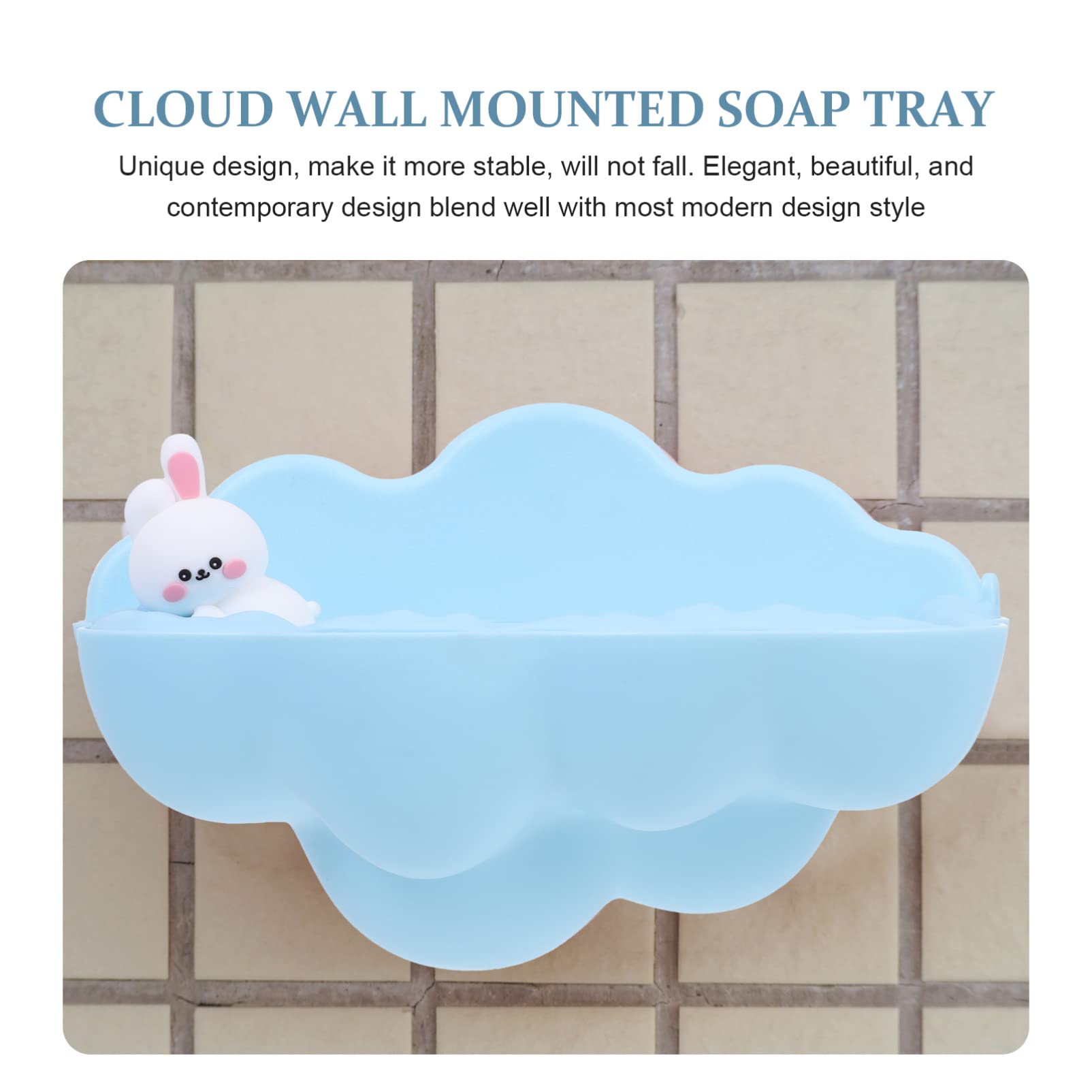 FOMIYES Wall Mounted Soap Dish Cartoon Capacity Soap Storage Rack for Bathroom Shower Kitchen Laundry Draining No-Drill Adhesive for Easy Installation