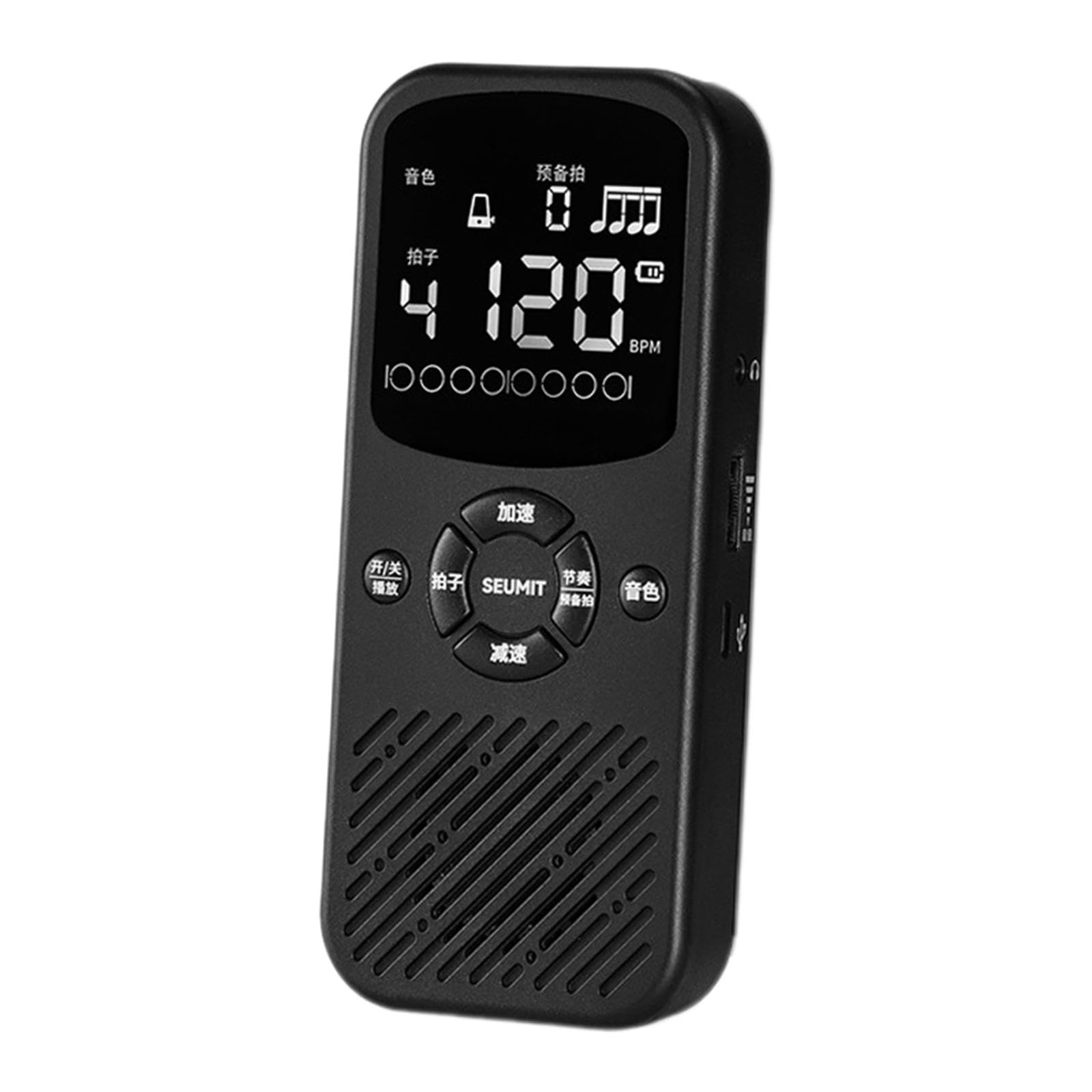 Metrónomo Electrónico para Piano Digital, Volumen Ajustable, Múltiples Efectos de Sonido, Pantalla, Portátil, Adecuado para Músicos Profesionales, Negro