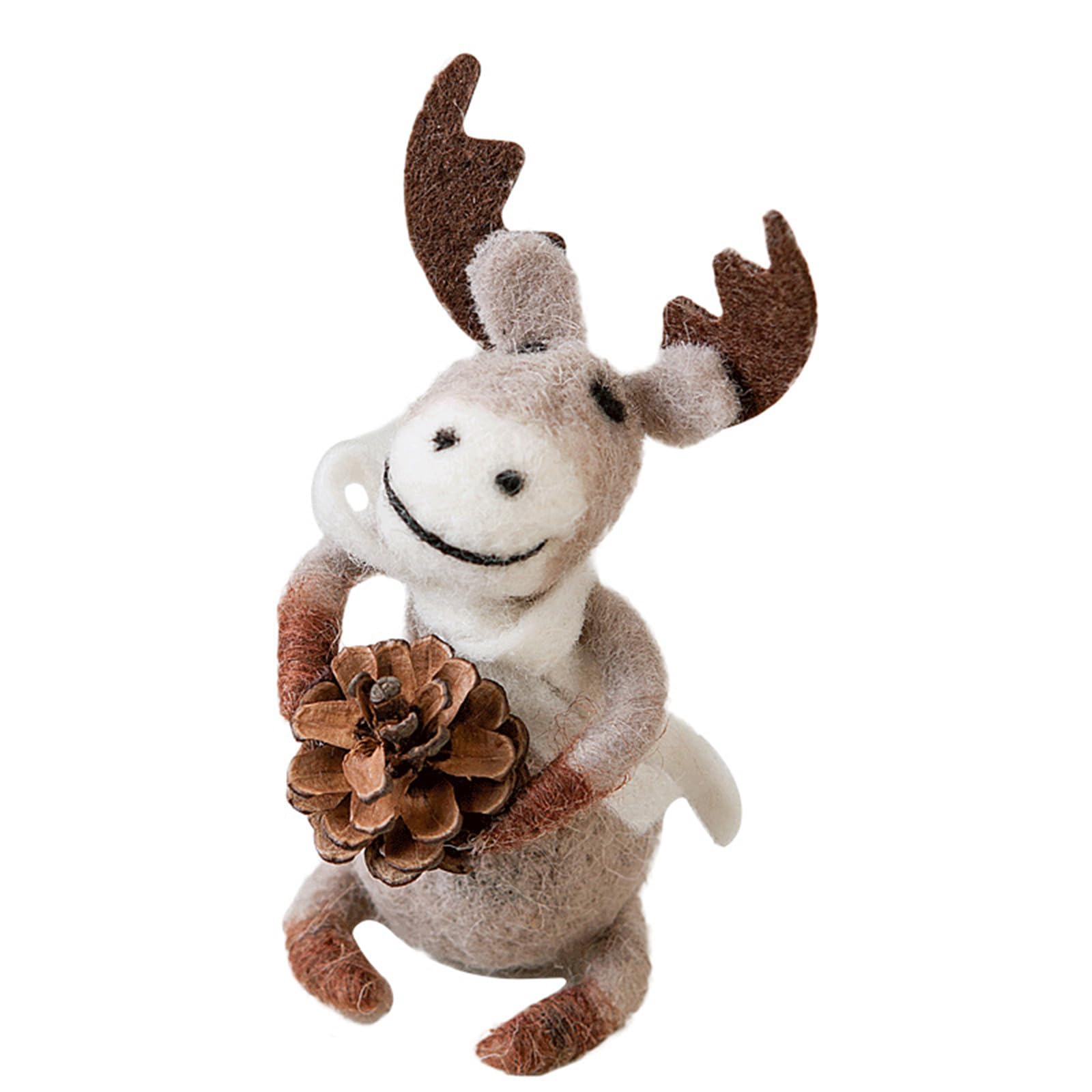 Kalttoy Reindeer Figurine Ornament Stuffed Toy Animal Felted Deer Doll Christmas Tabletop Decoration for Home Decoration European Christmas Ornament