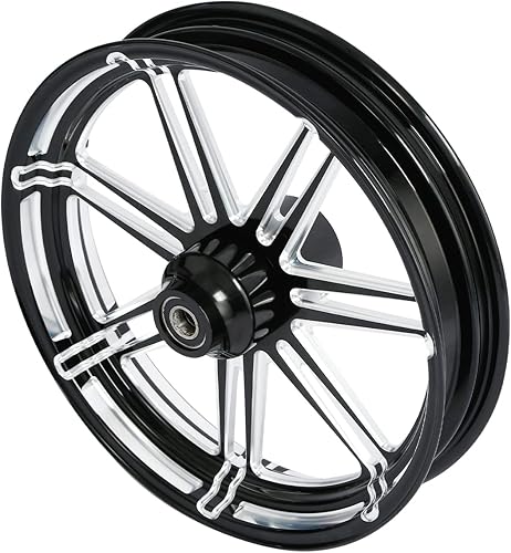 Miniatura 5 de Llanta de rueda delantera de aluminio de 18 pulgadas, disco dual con cubo para Harley Touring Road Glide Street Glide Bicicletas personalizadas