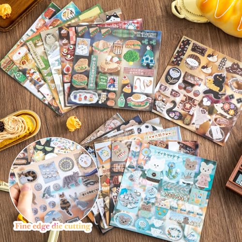 Image of Girl's Japanese Retro Sticker Book, Food and Daily Life Theme - 800+ Cute Old Showa Style Embroidered Stickers, for DIY Scrapbooking Journaling Handbook Decoration