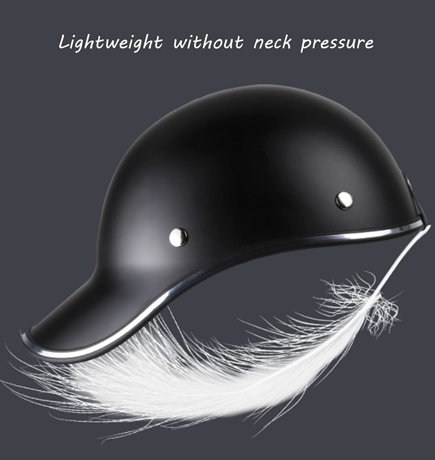 Gorra Béisbol Estilo Motocicleta Casco Bicicleta Visera Anti UV, Casco Cara Semiabierta con Correa Ajustable, Casco De Seguridad Protección Cabeza Retro F