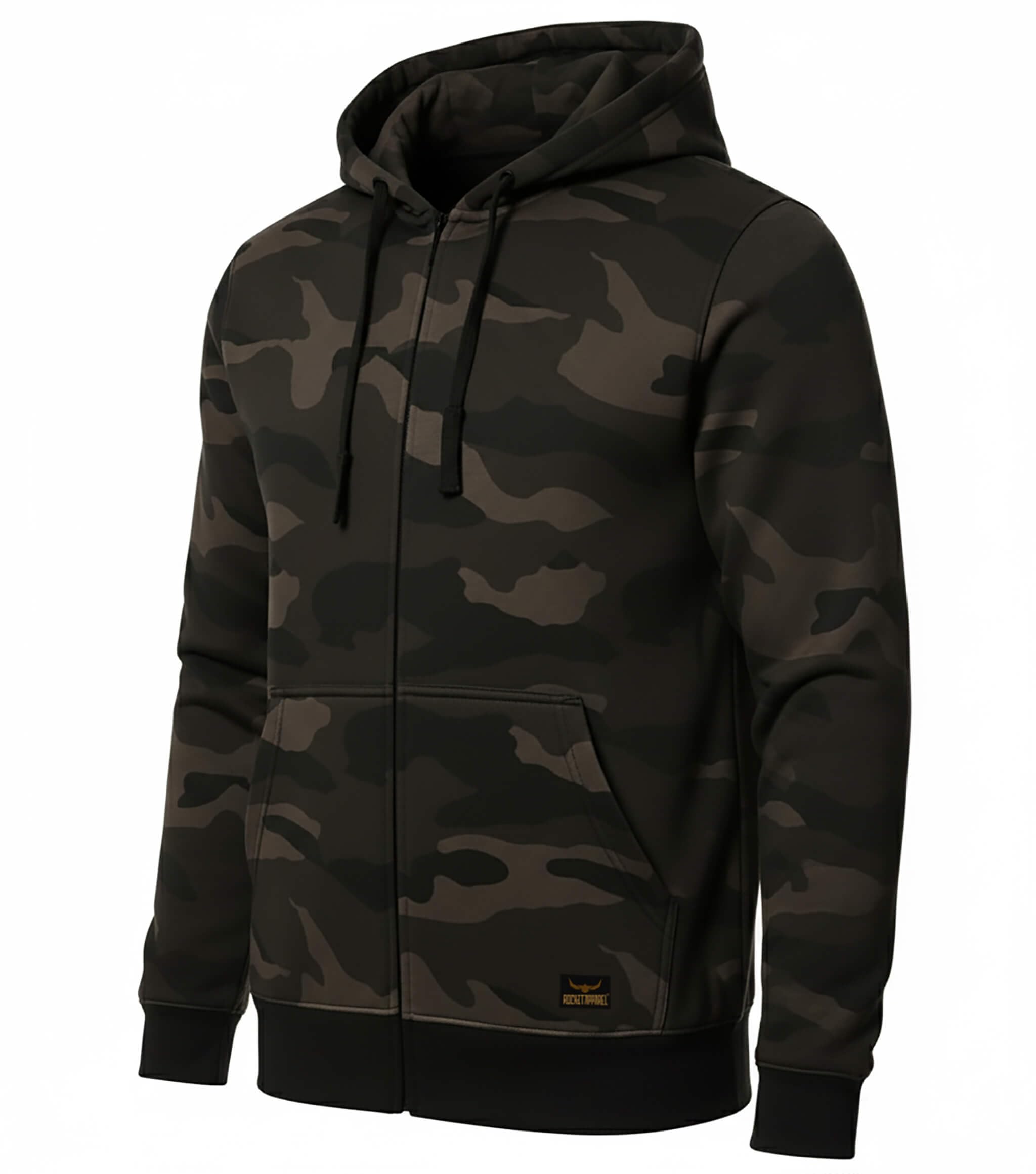 ROCK-IT Apparel bluza z kapturem dla mężczyzn w kamuflażu – bardzo miękka tkanina najwyższej jakości [rozmiary S-5XL] z zamkiem błyskawicznym i kieszenią typu kangurka Ciemny Camo 4XL