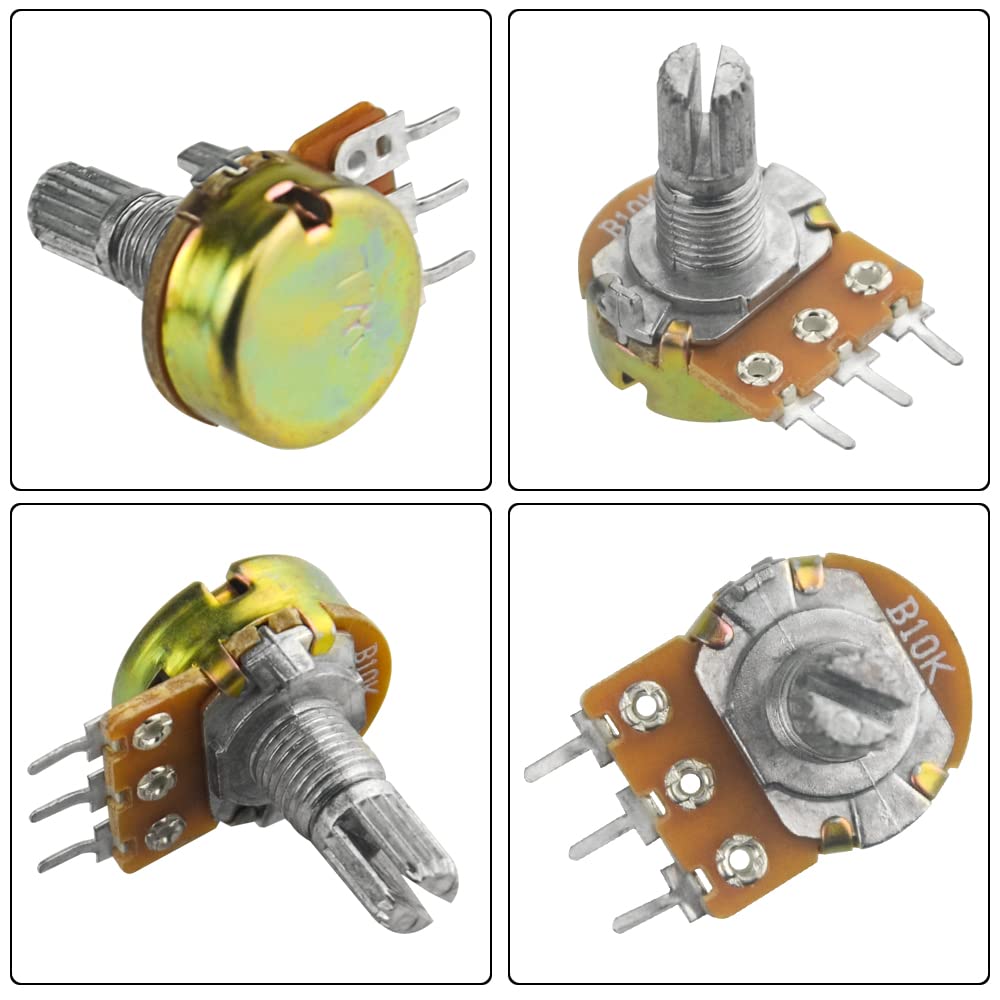 Knurled Shaft Potentiometer 20 Pack 20 PCS B10K 10K Ohm Linear S With ...