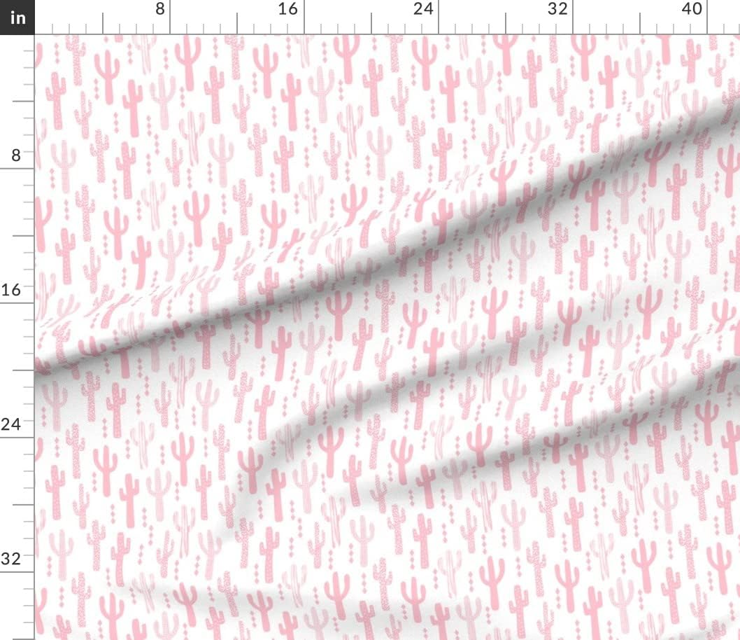 Spoonflower Fabric - Cactus Pink Girls Sweet Nursery Southwest Cacti Printed on Petal Signature Cotton Fabric Fat Quarter - Sewing Quilting Apparel Crafts Decor