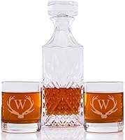 Vista 25 de Abby Smith Juego de decantador grabado con inicial de cuernos y rocas, letra S