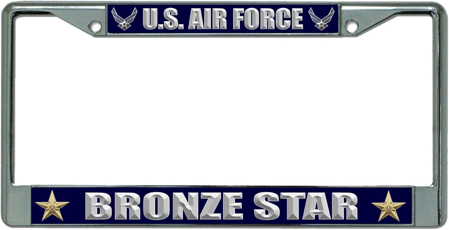 U.S. Air Force Bronze Star Chrome License Plate Frame