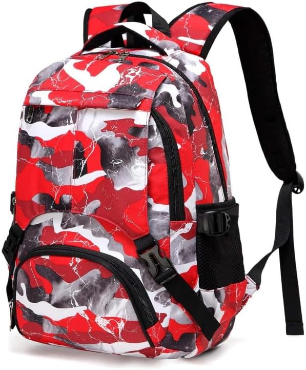 BLUEFAIRY Kids Backpack with Lunch Box for Boys Girls Elementary School Bags Set with Insulated Lunch Bags Large Campartments for Daughter Son Mochila Escolar para Niños Camo Red - Image 6