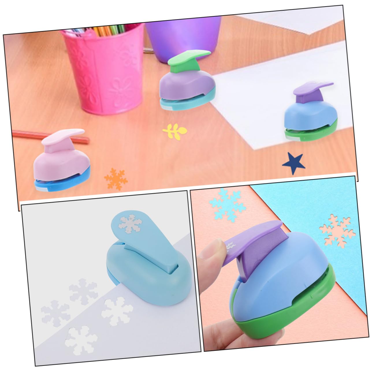 Uonlytech 4 Set Puncher Per Carta Fustellatrice Diy Puncher Portatile Per Scrapbooking E Attività Casual 2 Pezzi*4