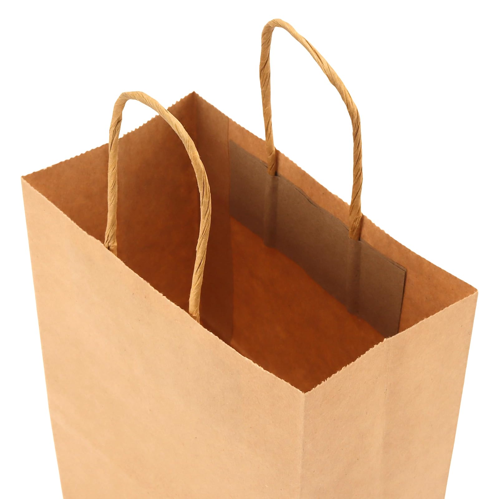 SENJEOK 100 Stück Kleine Papiertüten mit Henkel Braune 15x8x21cm