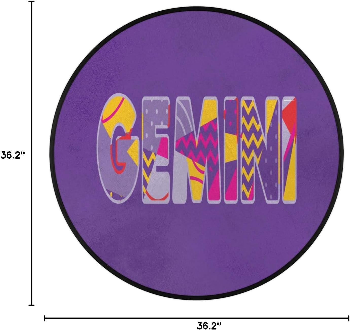 Round Area Gemini Soft Throw Rugs Circular Area Rugs Non-Slip Floor Mat for Entryway Bedroom Bathroom Living Room Study 3Ft