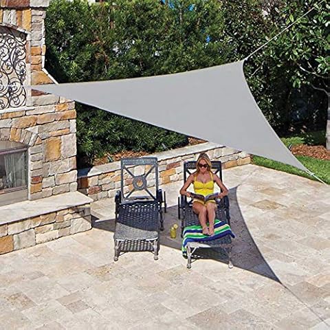 GOTGELIF Triangle Sun Shade Sail Canopy 12' x 12' x 12' UV Block 180GSM Sunshade Cover Protection Awning for Patio Outdoor Garden Backyard Activities (Gray) Cover