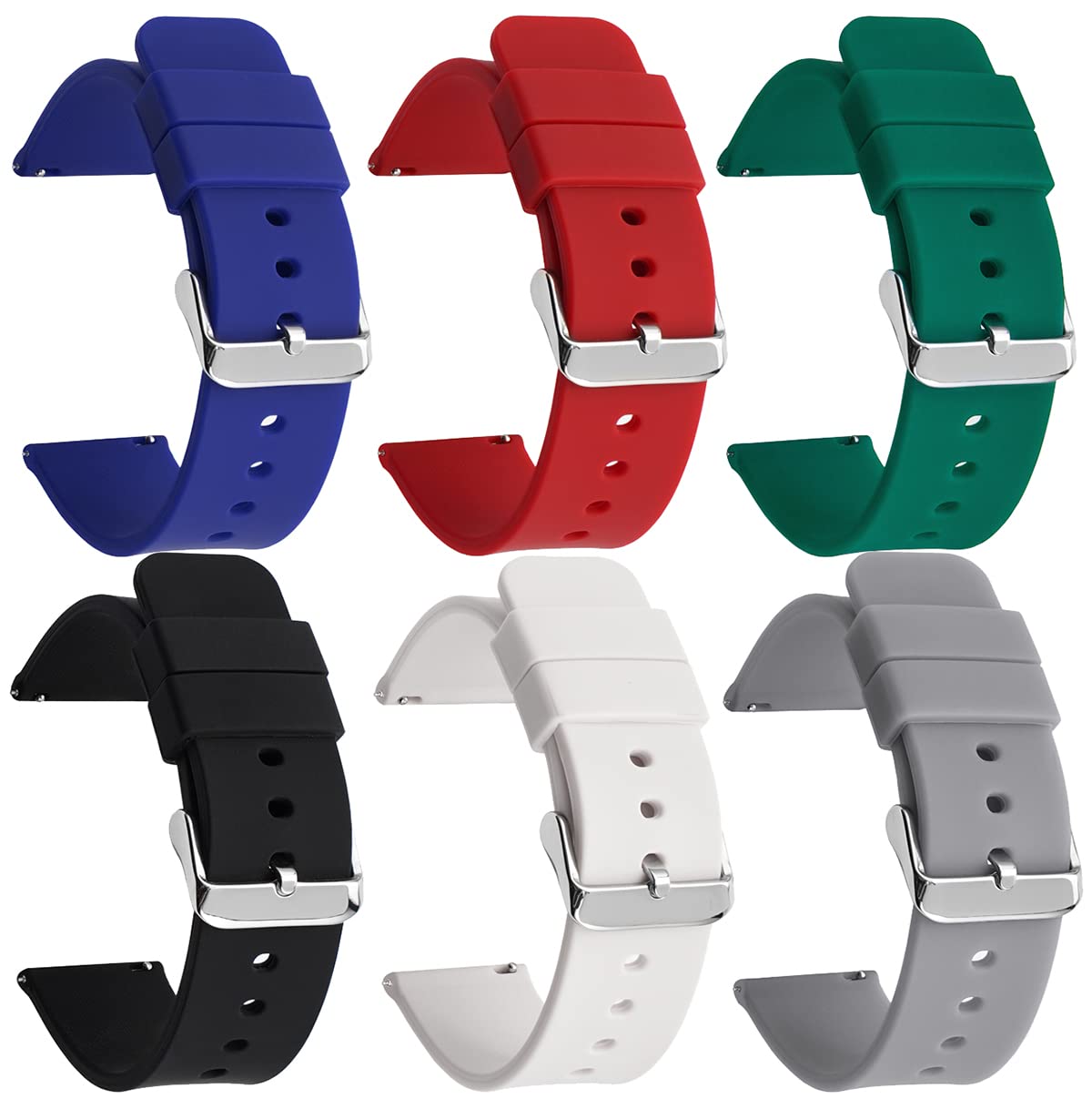 TenCloud Replacement Bands Compatible with Ticwatch Pro 5 Enduro/Pro 5 Watch Straps Adjustable Soft Silicone Sport Wristband Accessory Bands-6 Pack