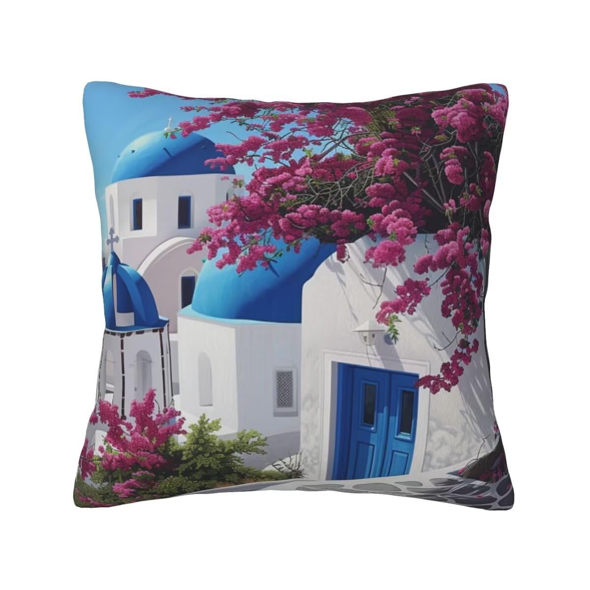 Housse de coussin 45x45 en velours haut de gamme motif mer Méditerranée
