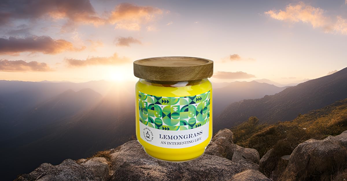 Dekoracyjna żółta duża świeca Citronella na zewnątrz, 470 ml, szkło, mocne świece zapachowe z trawy cytrynowej, na patio, kemping, ognisko, do ogrodu, na balkon