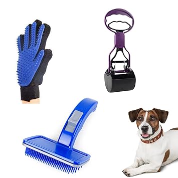 Dog Slicker brush, Scooper and Glove (Pack of 3)