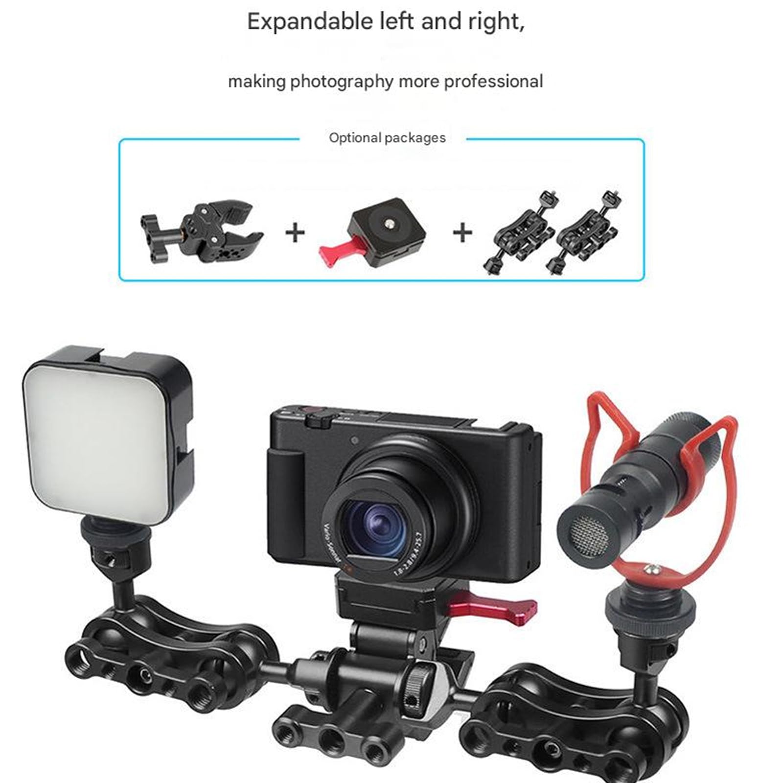 Super zacisk krabowy z otworem gwintowanym 1/10.2 cm 3/20.3 cm ramię do montażu na zimnej stopce do stojaka na monitor LED zacisk światła wideo uchwyt kamery
