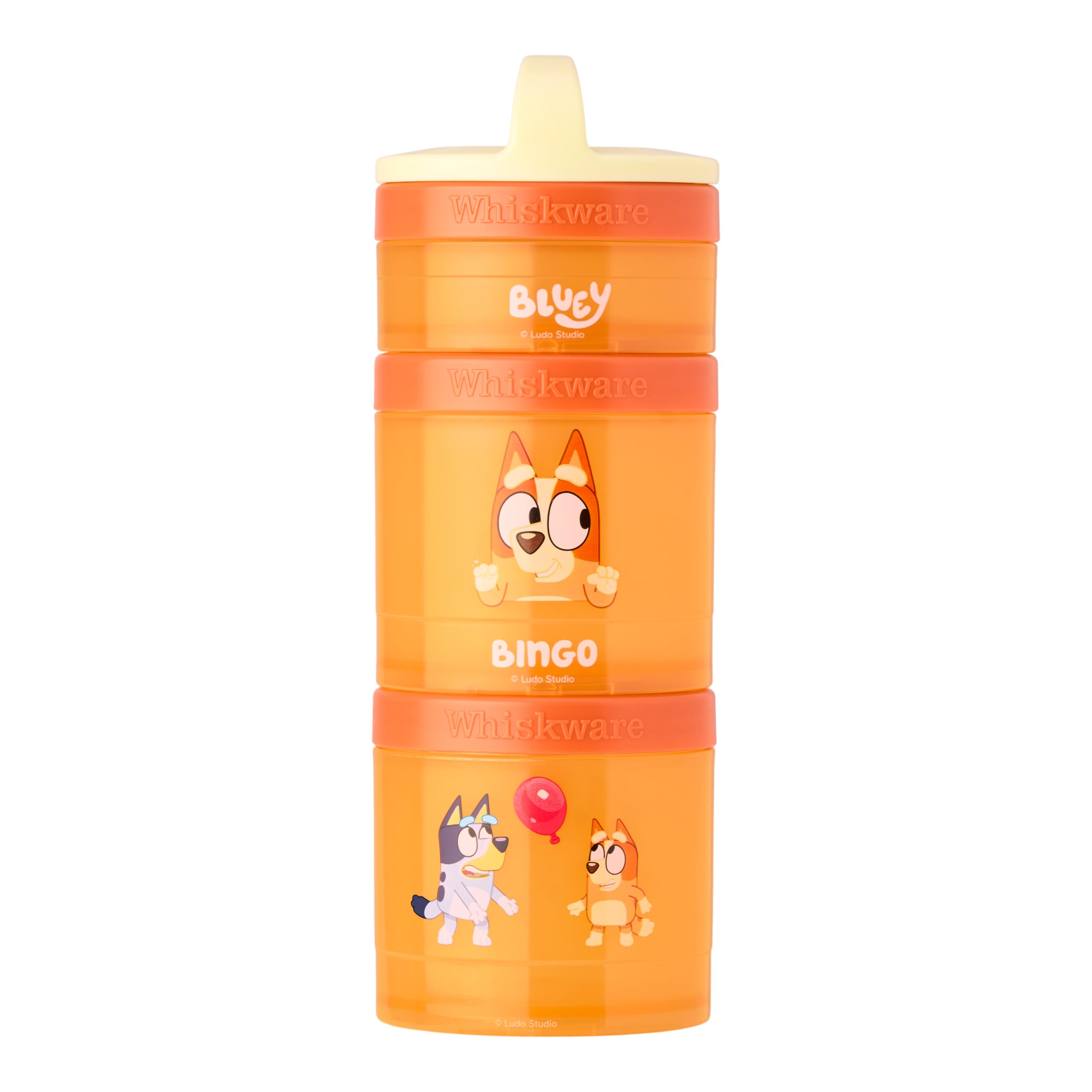 Whiskware Bluey Stackable Snack Containers for Kids and Toddlers, 3 Stackable Snack Cups for School and Travel, Bluey and Bingo, Hooray! (Pack of 1)-image-28