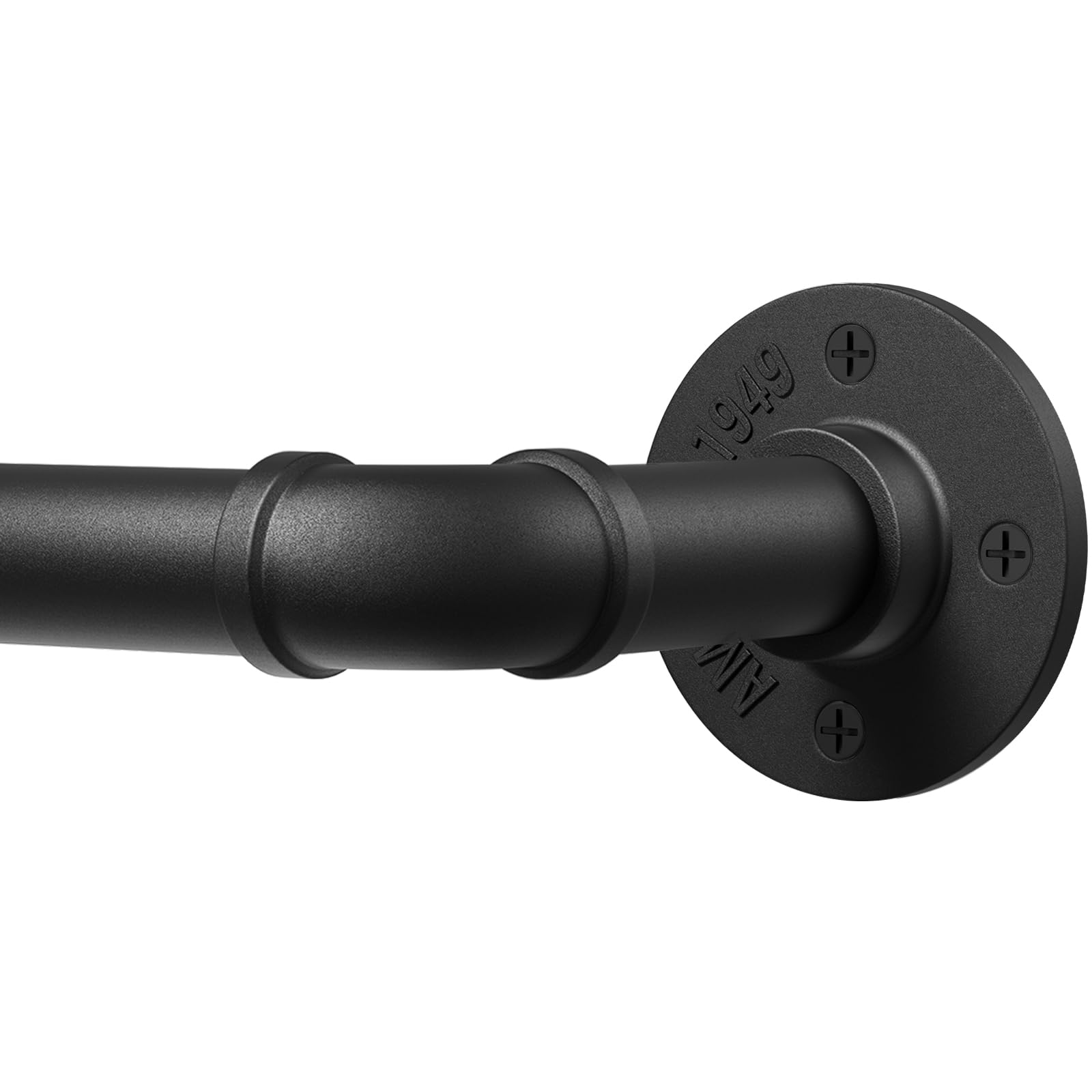 DEFYNEE Curtain Poles for Eyelet Curtains, 80-218cm Black Curtain Pole Metal 25mm Diameter Adjustable Industrial Curtain Rod, Indoor/Outdoor Curtain Rails for Bedroom, Living room, Office