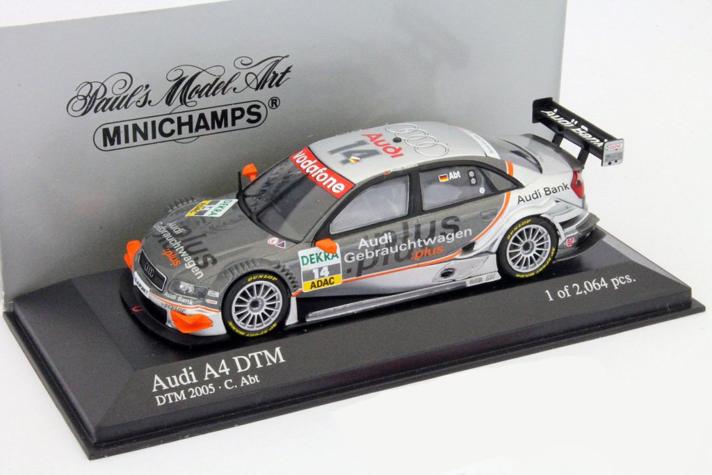 UT Models 1/18 Audi A4 STW ABT N°25 DTM 1999 – Voiture Miniature Jaune Et Bleu
