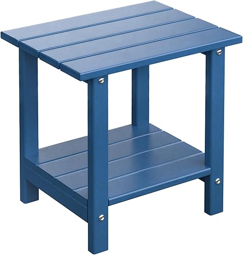 Miniatura 7 de Mesa auxiliar para exteriores de 2 niveles HDPE Adirondack para patio, mesa auxiliar resistente a la intemperie, mesa auxiliar pequeña para