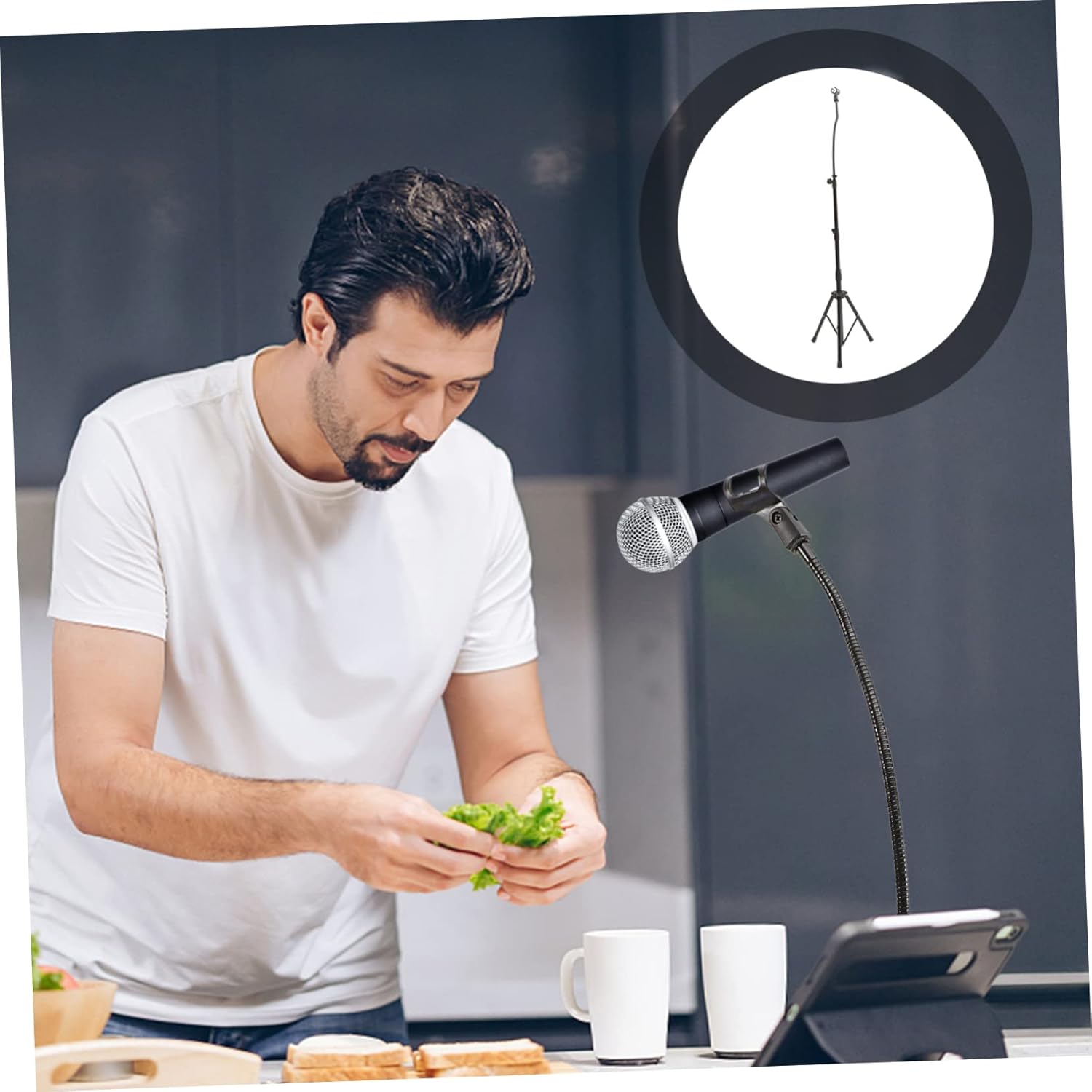 BESPORTBLE Adjustable Tripod Microphone Stand for Durable Mic Holder Compatible with Wired Microphones for Concerts Podcasts and Live Broadcasting