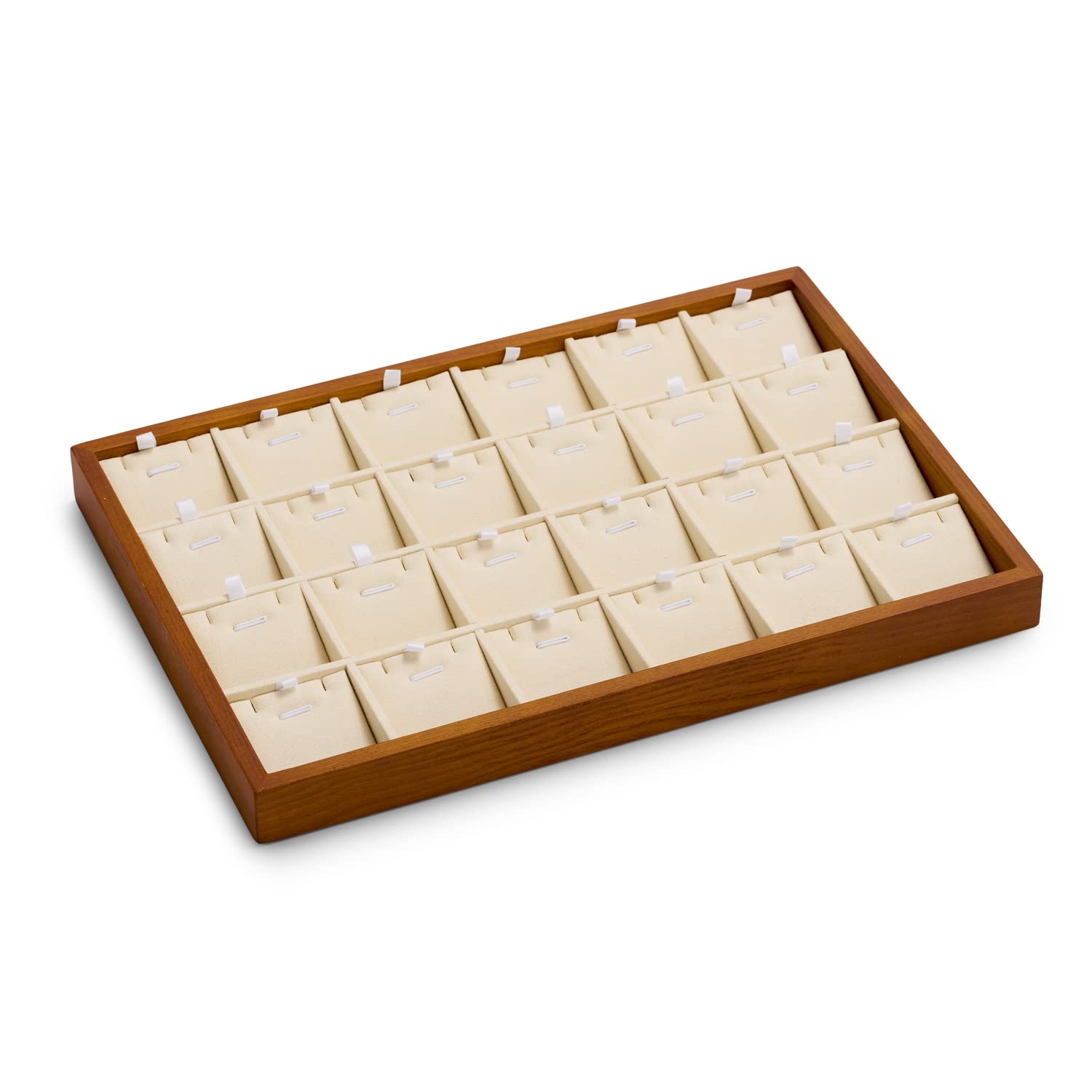 HVMBEUGOS Luxury Wooden Necklace Tray with Cream Velvet Lining Elegant Jewellery Storage & Display Tray for Chains, Pendants