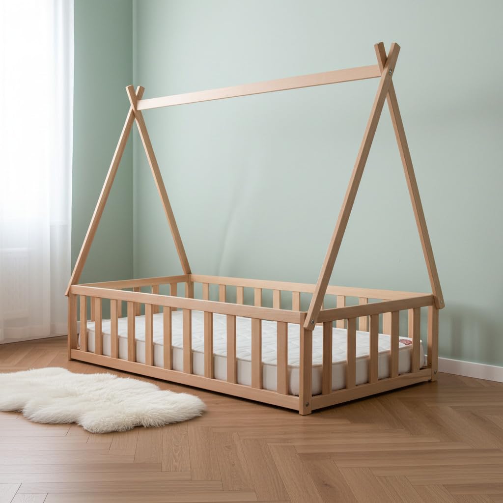 Matelas Bébé Enfant Climatisé 80x160 cm Réversible Été Hiver Anti-acarien Épaisseur 10 cm Fabrication française