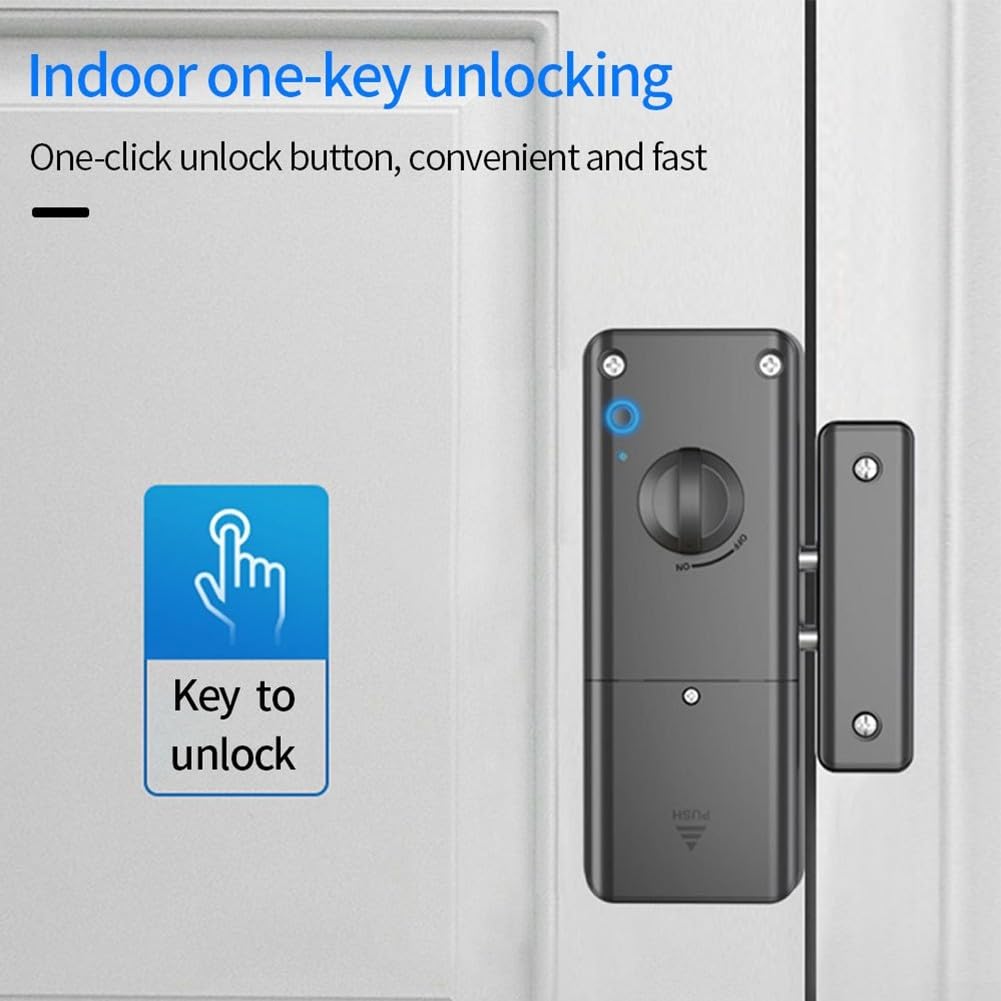 HpLive Cerradura de puerta invisible inteligente para puerta de madera con APP/Card Unlock, control remoto (plata)