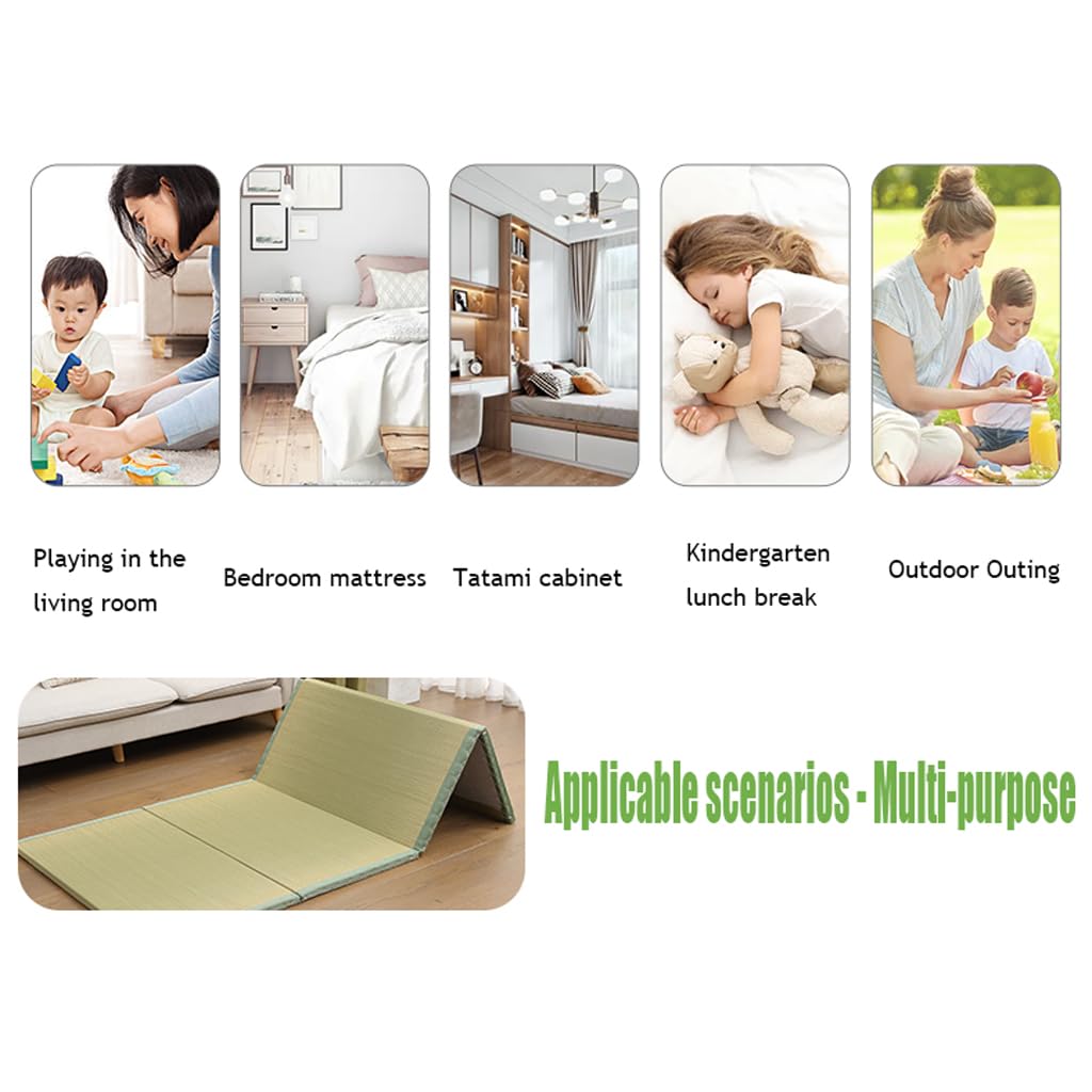 Materassino futon pieghevole giapponese, per dormire, meditazione, yoga, zen, per letto singolo, 75 x 200 x 3,5 cm, erba naturale di rush 3,5 cm di spessore