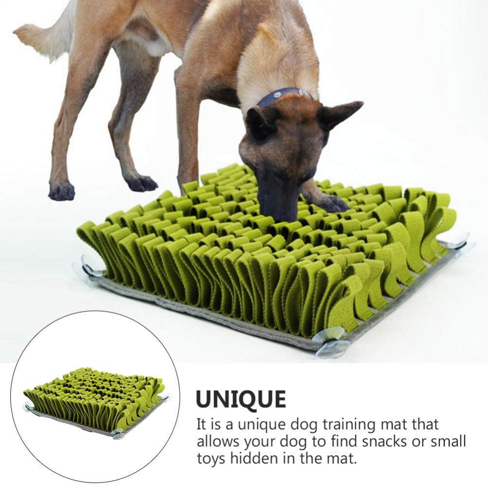 balacoo 1pc Pet Snuffle Feeding Mat for Dogs Interactive Slow Eating Training Blanket Dark Green Reduces Litter Relieves Stress Encourages Natural Foraging Skills Non- Cups