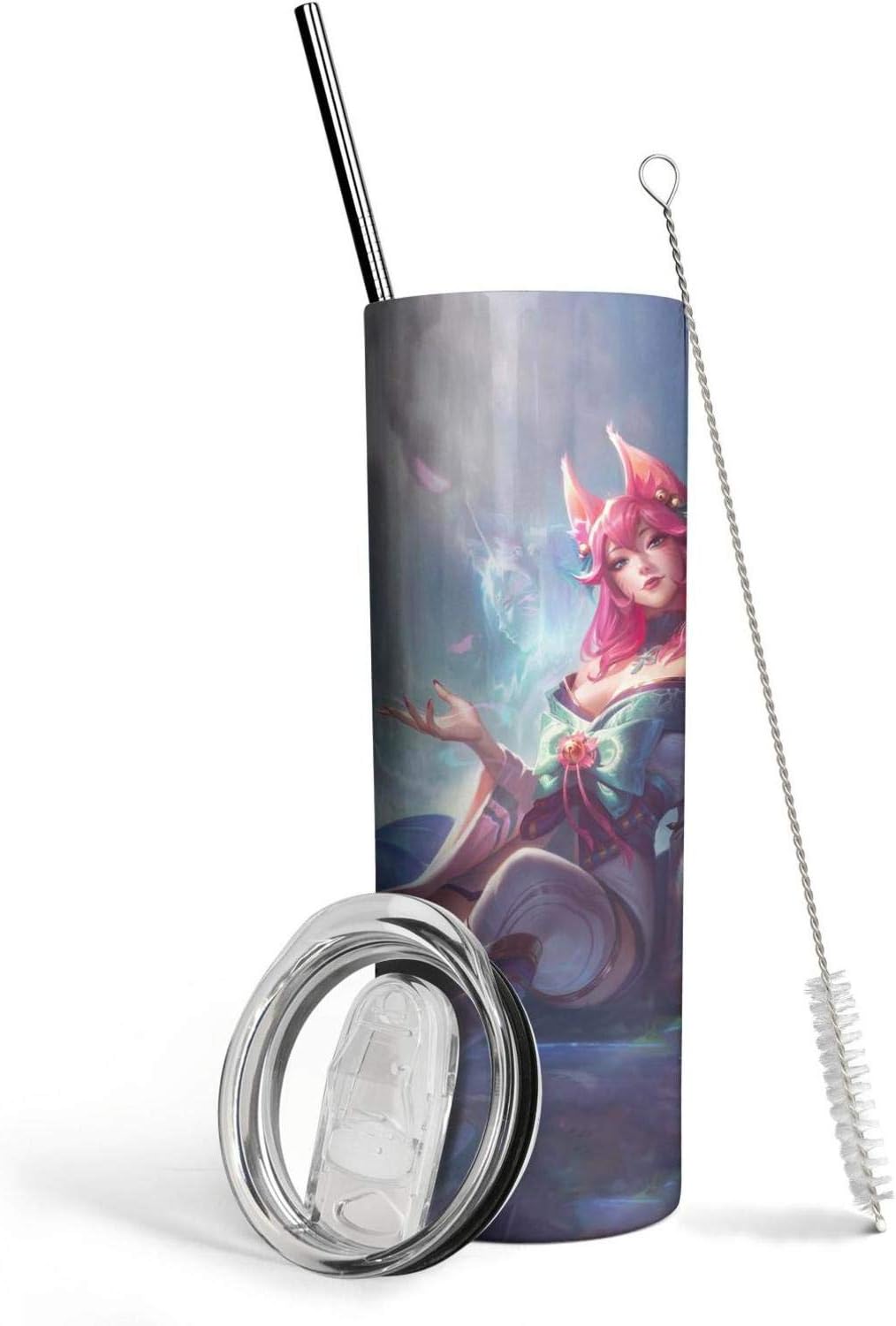 Stainless Steel Skinny Tumbler League-of-Legends-Ahri- Water Bottle for Tea for School Office Insulated Travel Tumbler Works 20 Oz