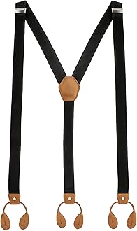 Trimming Shop 25mm Men's Suspender Braces - Y Back Elasticated Adjustable Suspenders Button Hole Braces - Fashion Accessory for Parties, Weddings, Casual, Formal Events