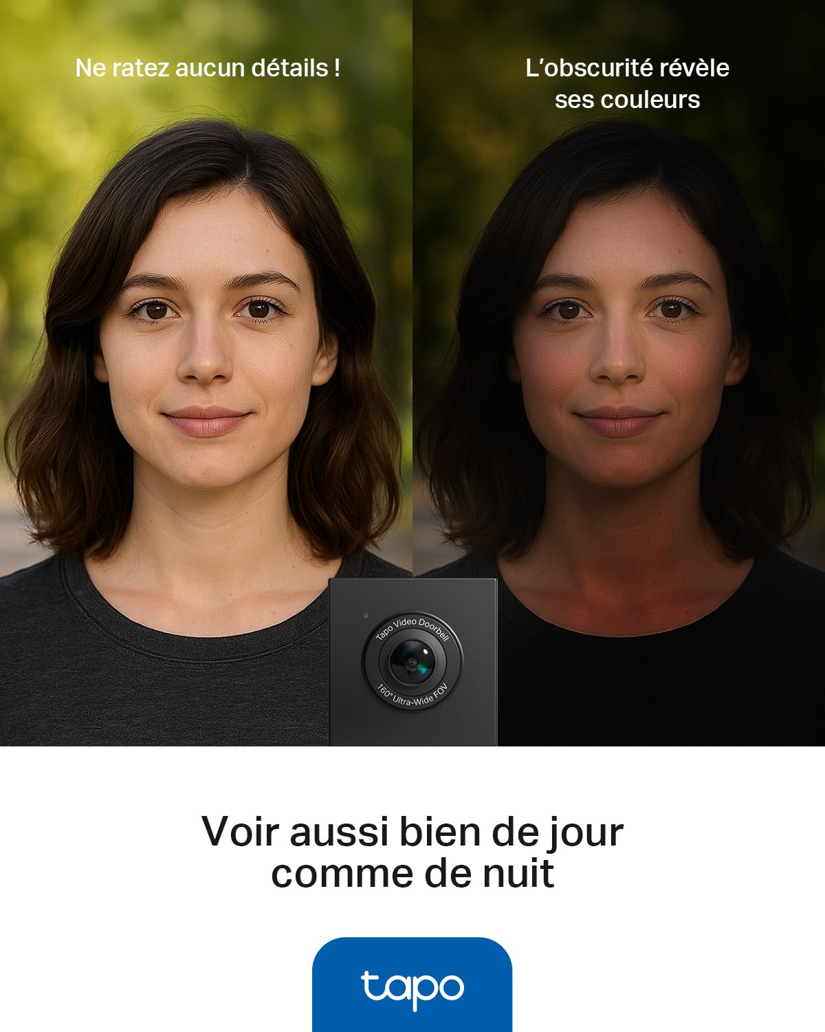 Tapo D235 Sonnette sans Fil avec Camera 2K+ 5MP, IP66 étanche, 180° Vision Ultra-Large, Vision Nocturne Couleur, Audio Bidirectionnel, Détection AI Gratuite