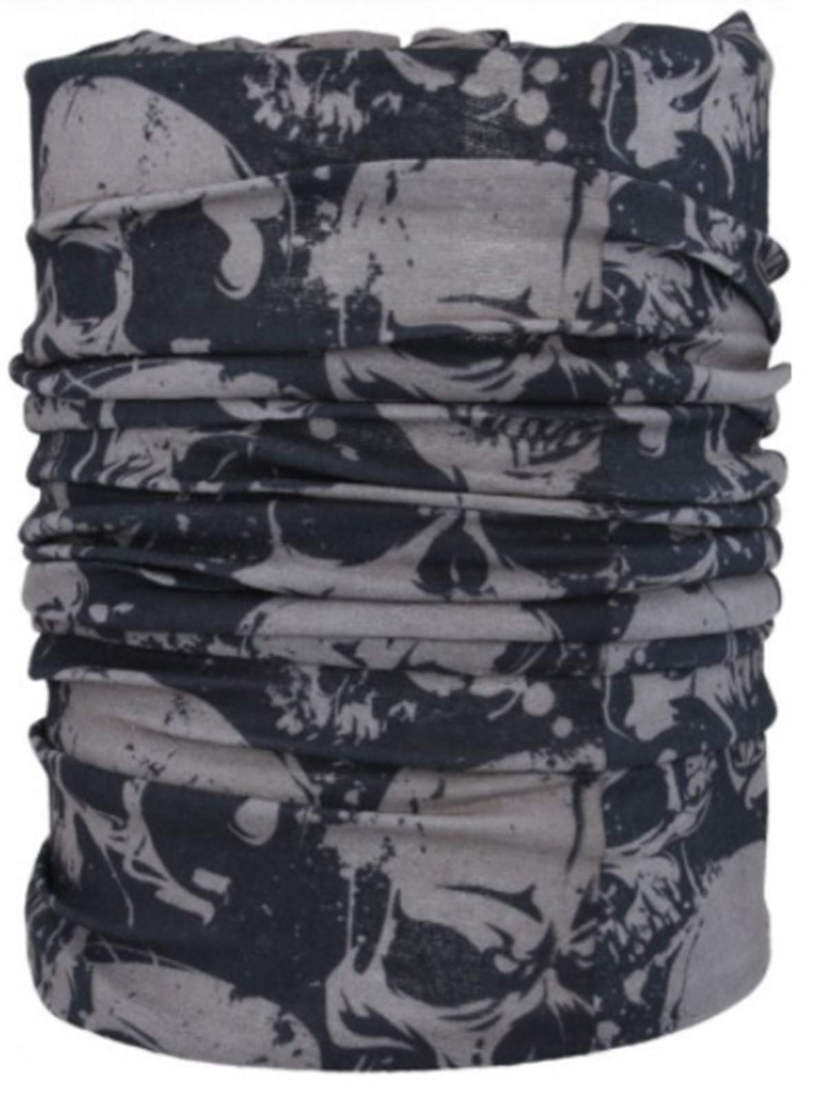 Multifunctional Headwear Neck Scarf Bandana Balaclava Face mask Headband Hairband Tube Gaiter Stretch Snood for Sports Yoga Running Cycling Hiking (Skull)