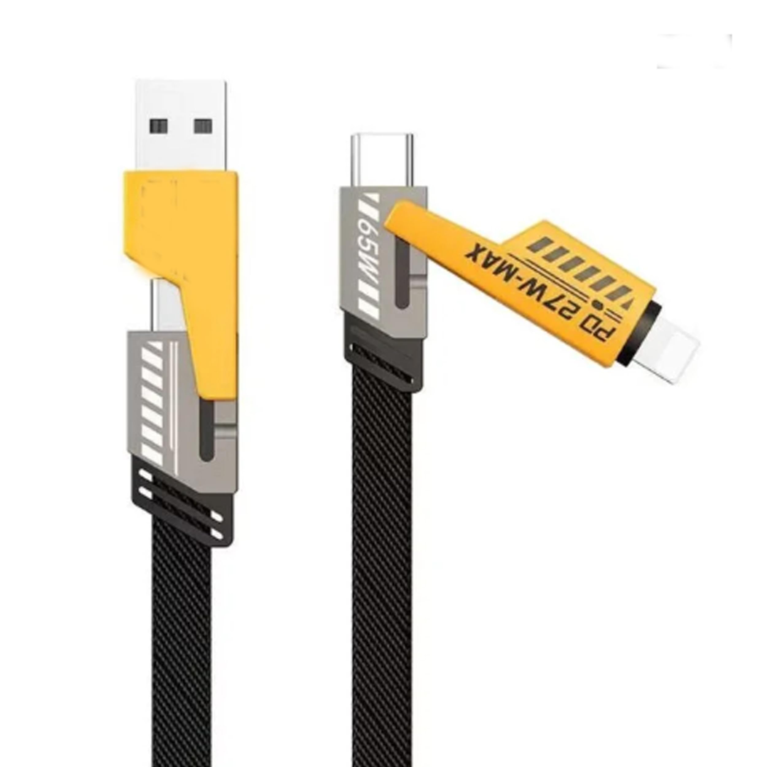 True Desire Multi USB Charger Cable：4-in-1 USB C Cable 65W [Fast Charging & Data Sync] Flat Braided Anti-Tangle iPhone Charger Cord with Velcro, Multi Charging Cable Combo Type C/USB A Ports (B0D8PMS1LR) Amazon Price History, Amazon Price Tracker
