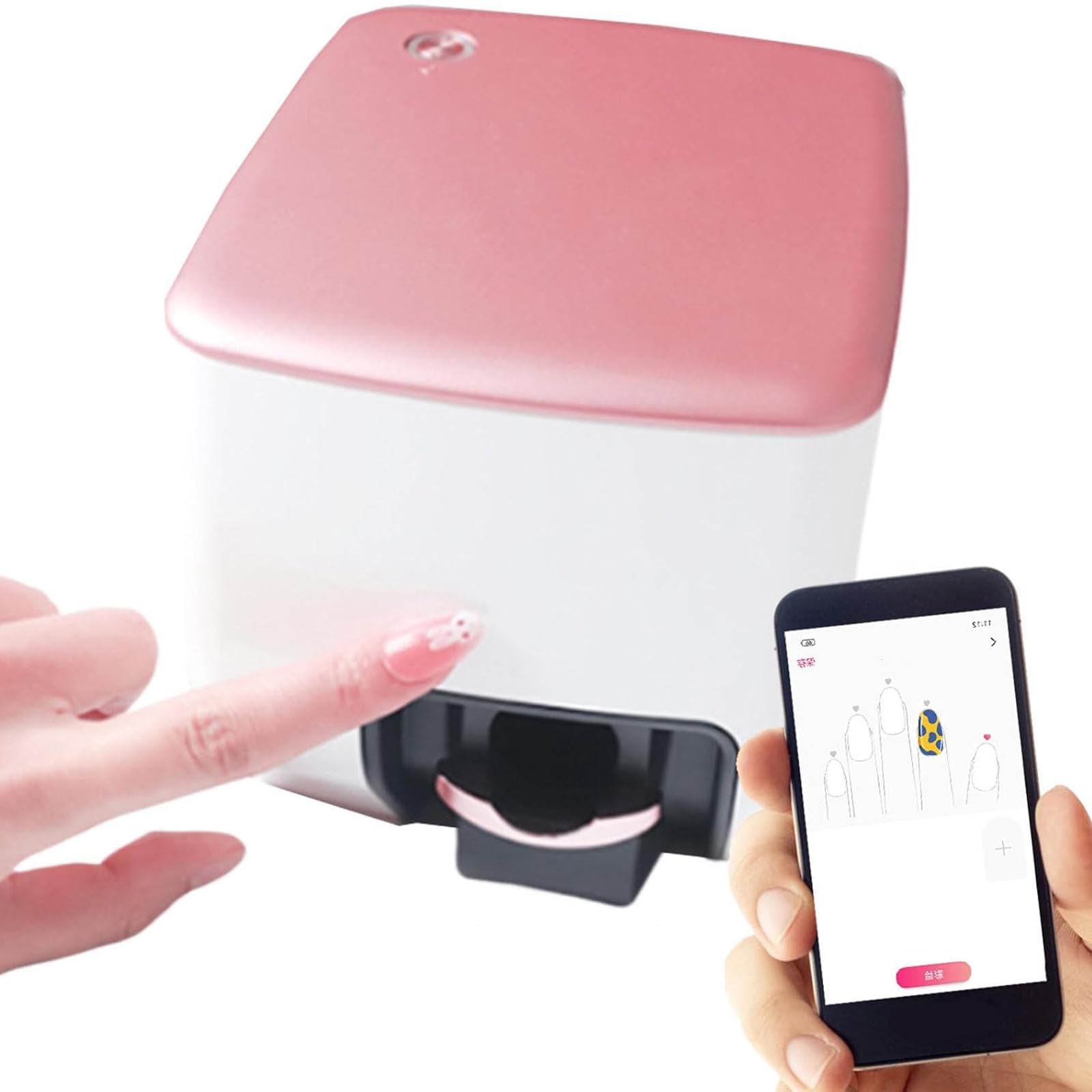 Mini Stampante Elettrica per Nail Art, Stampante per Unghie 3D da 4800 Dpi - Nail Art di qualità Professionale in 10 Secondi Fai da Te | Studio Controllato da App con Oltre 1000 Modelli