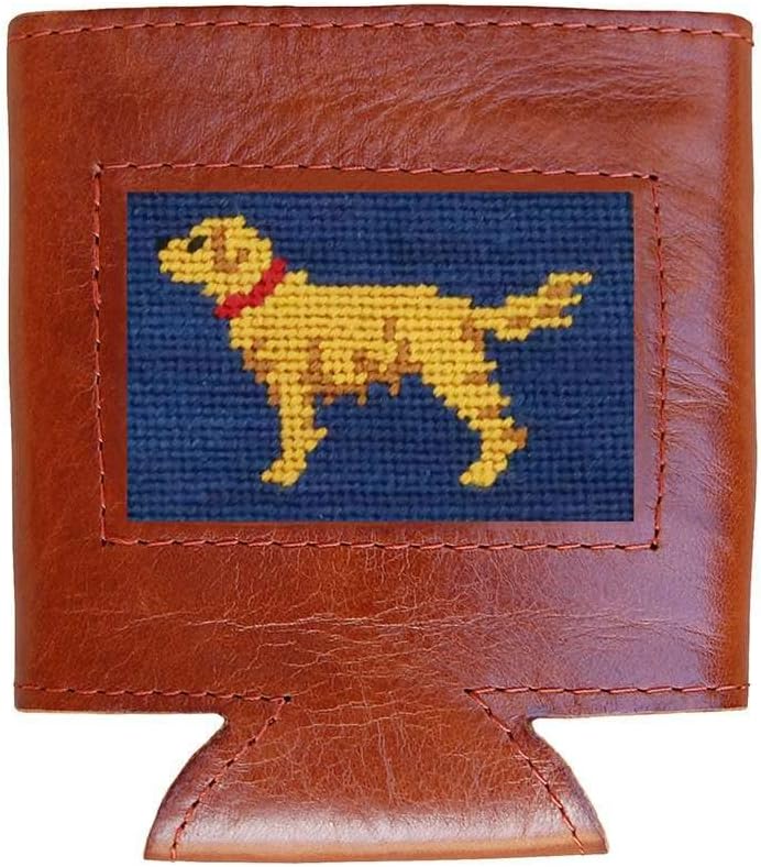 Golden Retriever Needlepoint Can Cooler in Classic Navy by Smathers & Branson