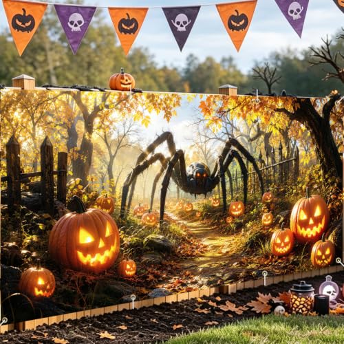 Image of Halloween Garage Door Decorations 6 x 13 ft, Giant Spider Cover