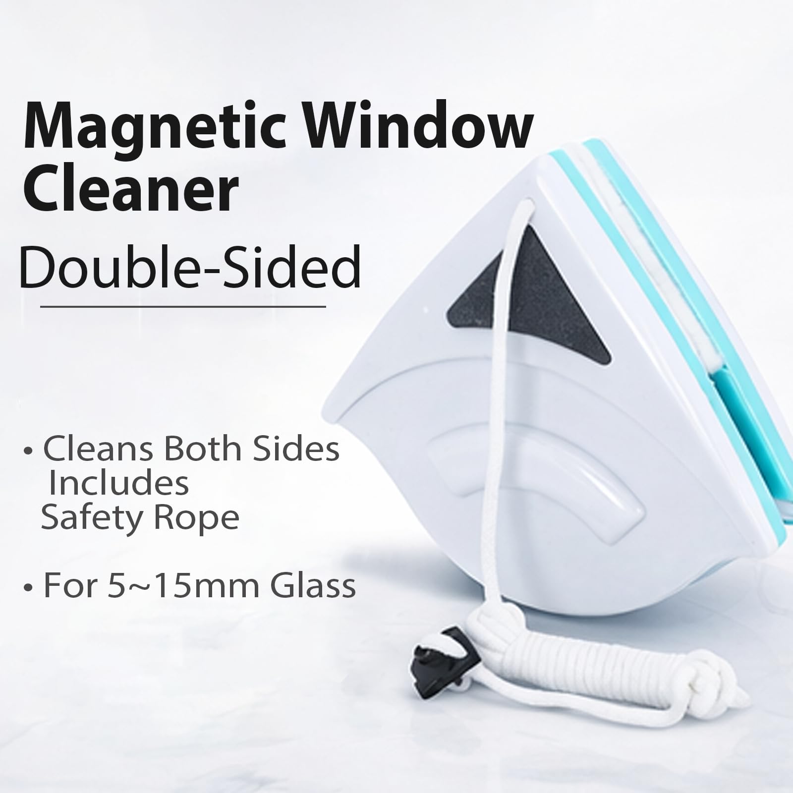 Nettoyant pour Vitres Magnétique Double Face, Lave vitres Magnétique avec Corde Anti-Chute, pour Les nettoyages de Grande Hauteur des ménages Épaisseur de fenêtres de 5-15mm