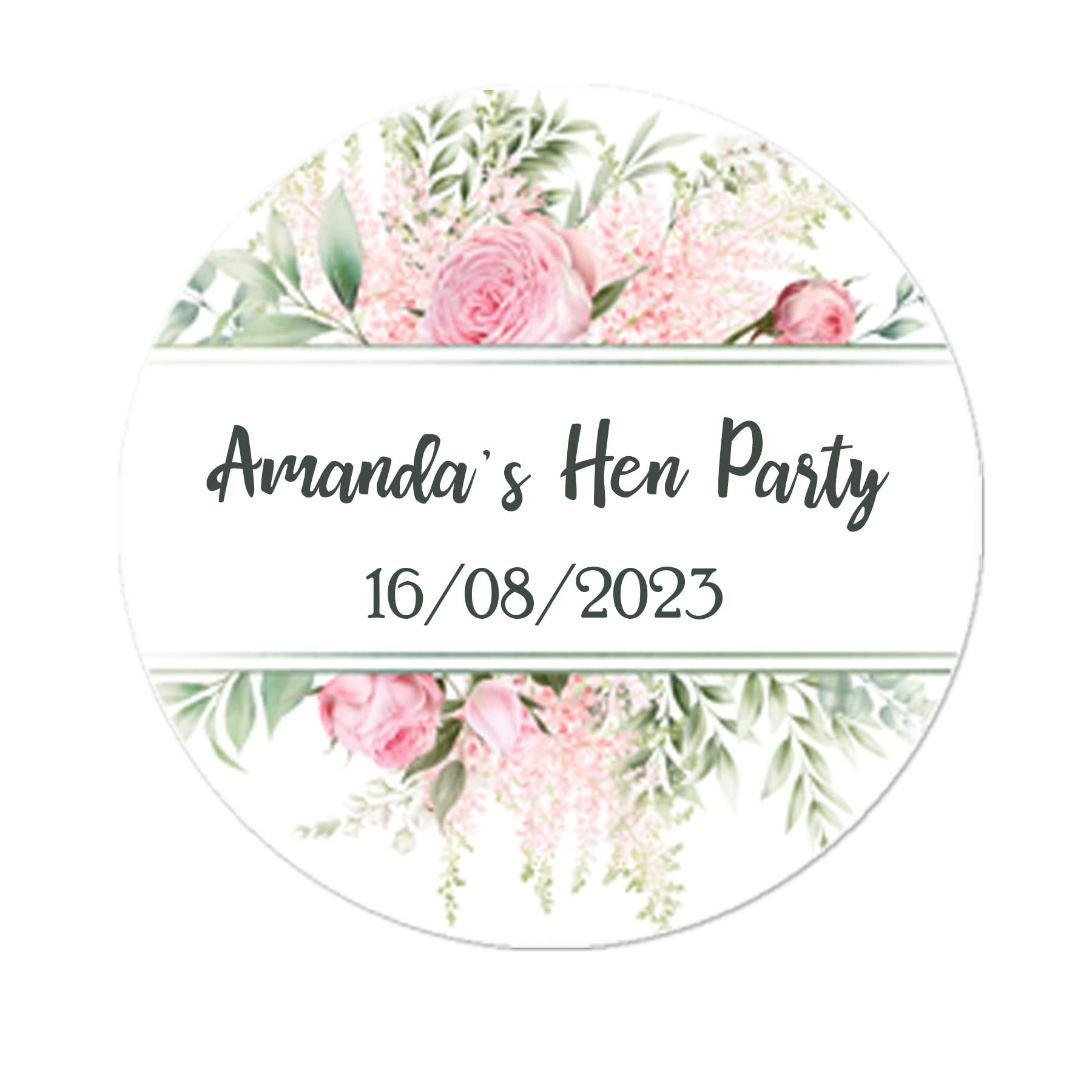 35 Personalised Floral Hen Party Bridal Shower Stickers - Thank You Sweet Cone Bags Favour Luxury (Pink)