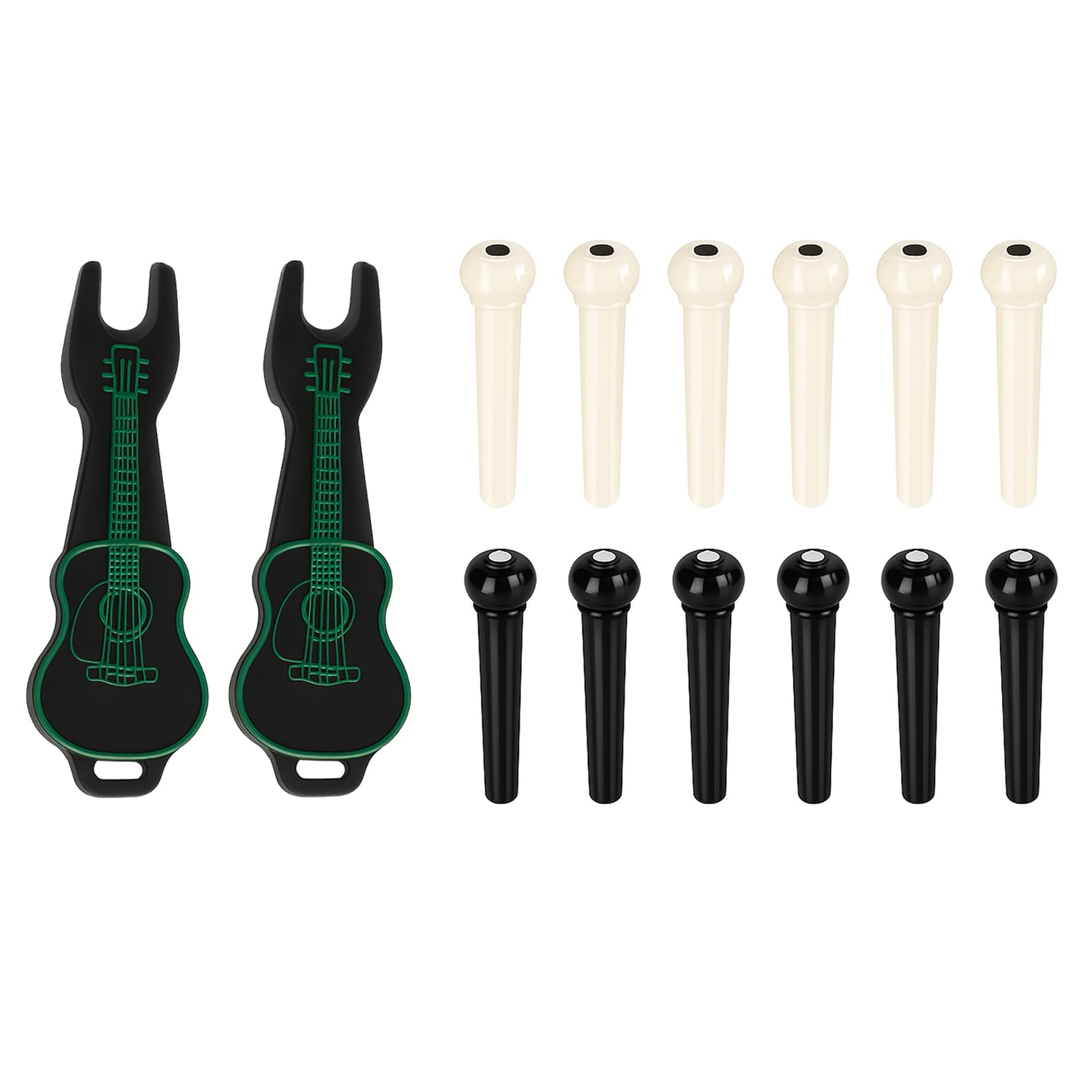 12PCS Acoustic Guitar Bridge Pins Pegs Set, Ivory Plastic Guitar Pegs with Bridge Pin Puller